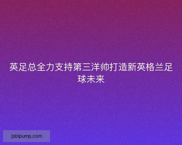 英足总全力支持第三洋帅打造新英格兰足球未来